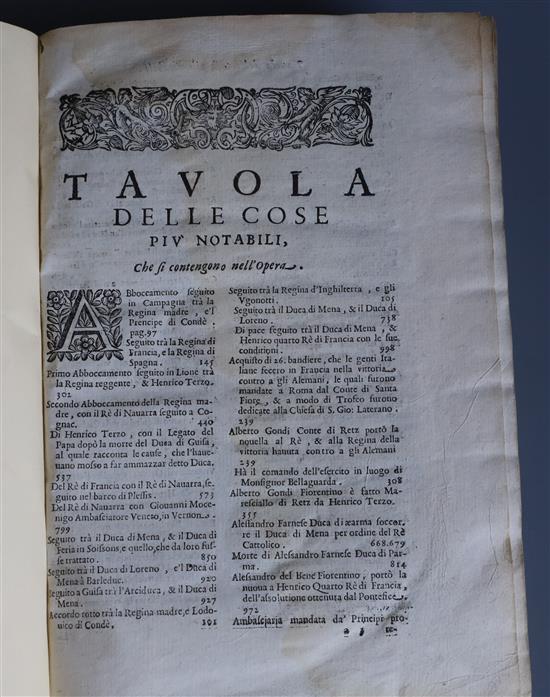 Caterino, Davila Enrico - Historia Delle Guerre Civili Di Francia Nella Quale Si Contengono, 1st edition, 8vo,